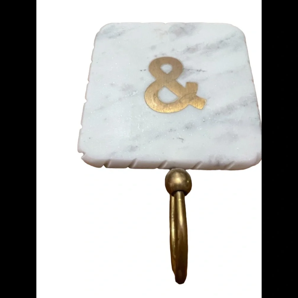 Marble and brass “Ampersand” Wall Hooks (Set of Two)
